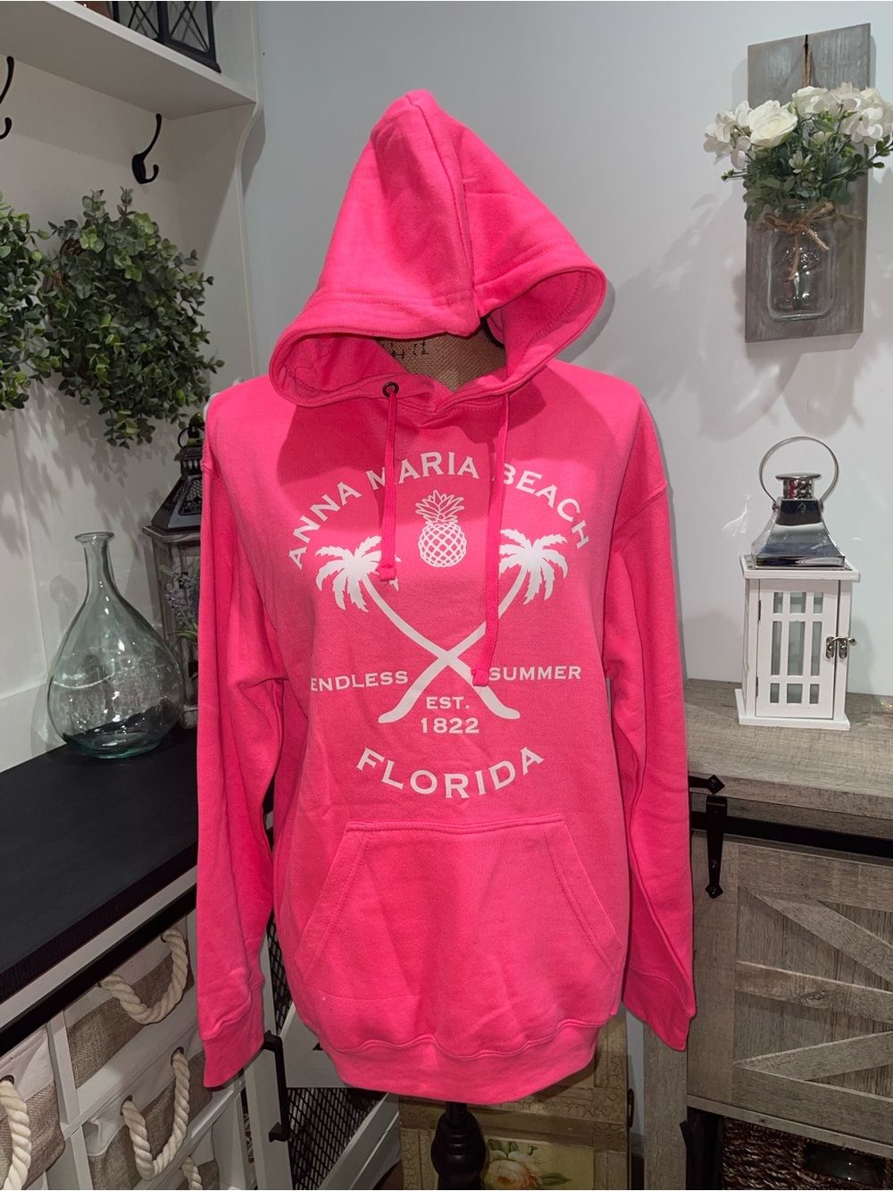 Exist Hot Pink Hoodie with White Graphic